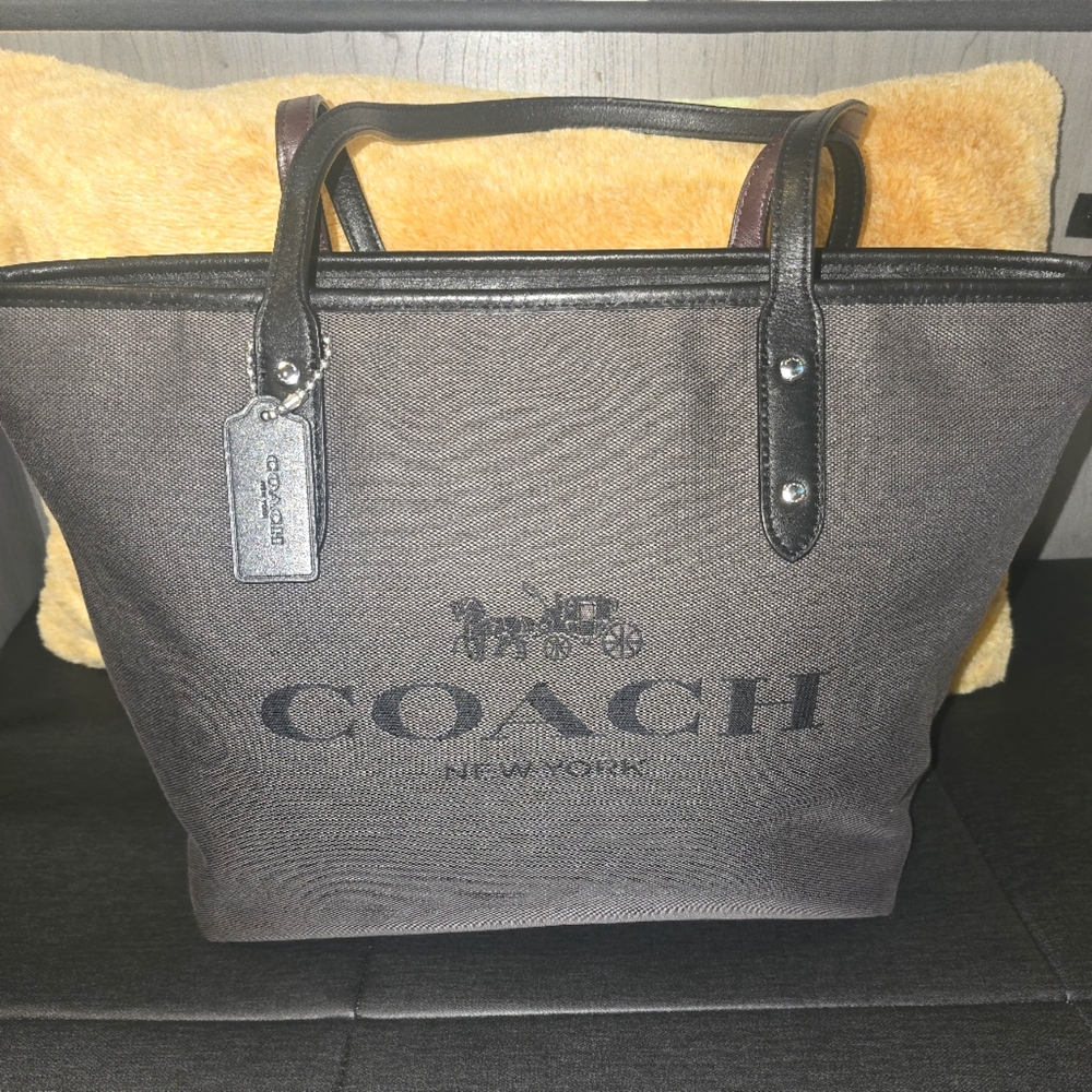 Coach Jaquard City Tote Bag Grey